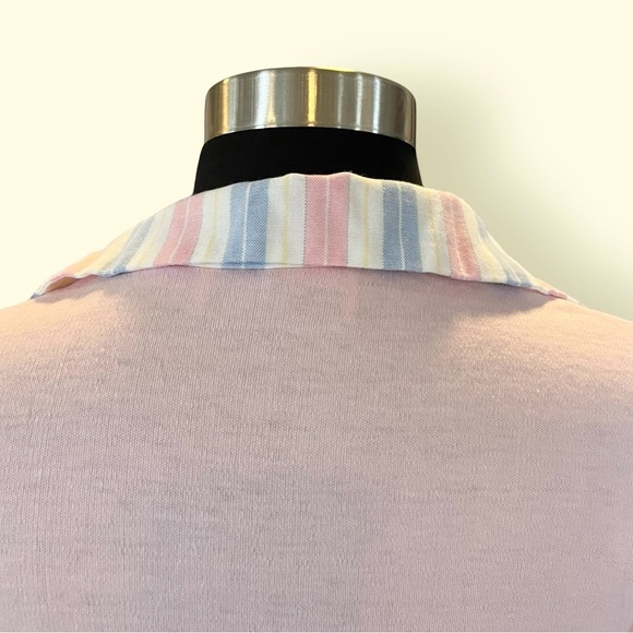 Vintage 80s Sears pink striped puff sleeve semi cropped vest top S - Picture 7 of 8